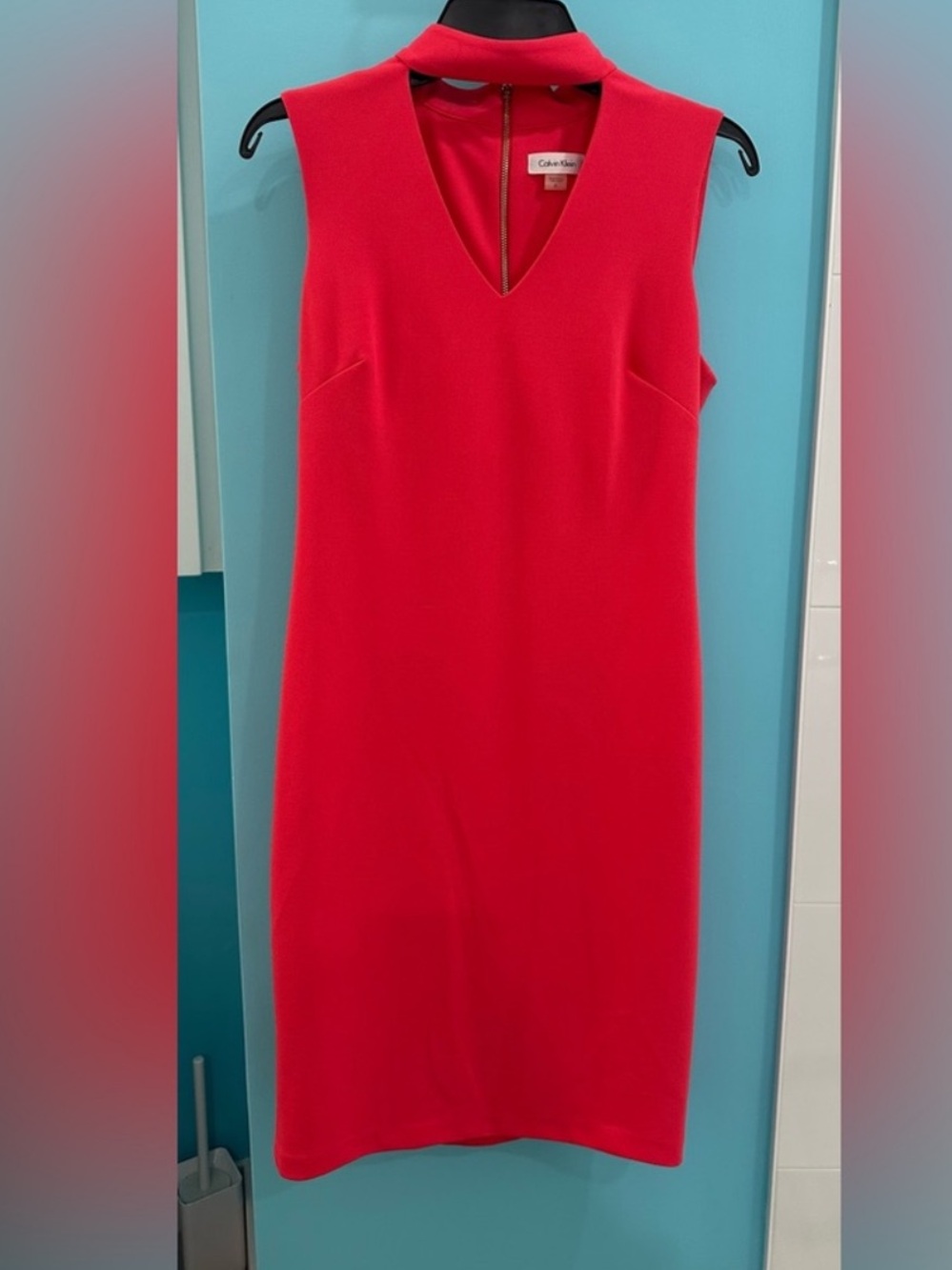 Calvin Klein Coral Collared V-Neck Dress